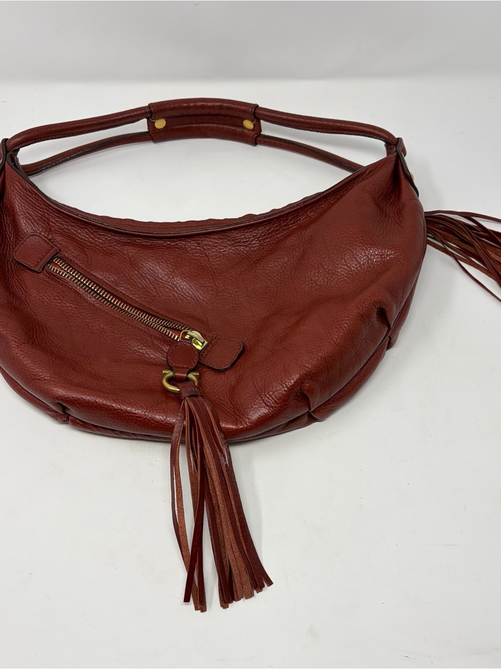 Salvatore Ferragamo Half Moon Gancini Leather Tassel Hobo Bag y2K - Picture 12 of 13